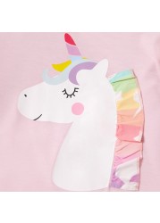 2022 spring new little girls clothes pink clothing set cartoon unicorn long sleeve T-shirt skirt 2 two-piece outfits