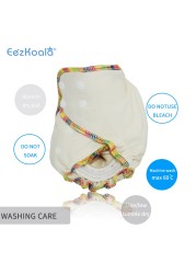 EezKoala 2 Pieces Eco Friendly OS Hemp Fitted Cloth Diapers, AIO All Diaper with Snap Insert, High Absorbency, Fits Baby 5-15kgs