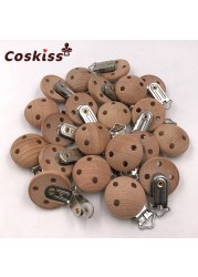 20pcs Wooden Pacifier Clip Nursing Accessories Beech Pacifier Clips Chew Teething DIY Dummy Clip Chains Baby Teether