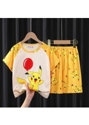 2022 Summer New Pokemon Children's Pajamas Set Cartoon Cozy Boys Girls Kawaii Pikachu Kids Clothes Gift Homewear Wholesale