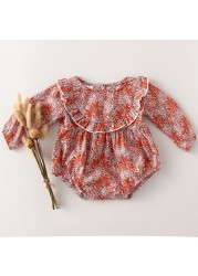 Spring summer floral newborn baby girl clothes sweet baby girl cotton pants for 0-24M baby jumpsuit one piece