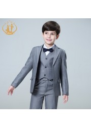 Nimble spring autumn formal boys suits for weddings children host costume clothing wholesale 3pcs/set blazer jacket pants