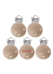 5pcs Metal Wooden Baby Pacifier Clips Soother Clamps Holders Accessories