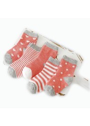 5pairs/lot 0 to 6 Years Kids Soft Cotton Socks Boy Girl Baby Cute Cartoon Warm Stripe Dots Fashion School Socks Autumn Spring