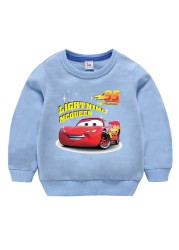 Autumn Children Girls Clothes Cartoon Lightning McQueen Cars Printed Long Sleeve Sweatshirt Casual Teenagers Boys Tops