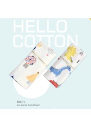 Soft Cotton Muslin Baby Receiving Blanket Infant Cartoon Printed Swaddle Wrap