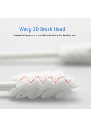 30pcs Disposable Baby Toothbrush Paper Applicator Handle Tongue Cleaner Gauze Cleaner Independent Package Tongue Brush Baby Care