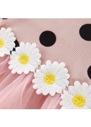 Spring Autumn Infant Baby Girls Dress Cotton Long Sleeve Baby Dress Polka Dot Daisy Flower Baby Autumn Clothes