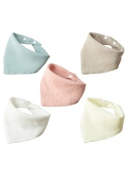 Baby Bibs Gauze Cotton Newborn Scarf Snap Button Soft Triangle Saliva Towel