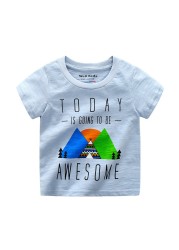 Summer Boys Short Sleeve T-shirt Casual Style Breathable Kids Tops Cotton Boys Clothes Fashion Tops 2-7 Years For Baby