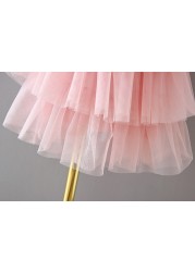 2022 Summer Mesh Cake Dress Party Dress Kids Clothes Clothes For Girls Pink Princess Dress