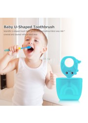 Baby Oral Toothbrush Children's Dental Oral Care Cleaning Brush Simple Silicone Infant Newborn U-shaped Teethbrushes With Cover