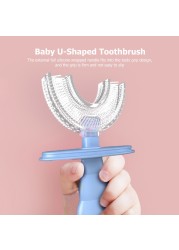 New Baby Toothbrush Children Dental Oral Care Cleaning Brush Comfortable Baby Silicone Newborn U-shaped Brush With Dust Cover