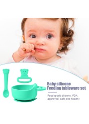 3pcs/set Silicone Baby Feeding Bowl Tableware Kids Waterproof Suction Bowl With Spoon Children Dishes Kitchen Baby Stuff