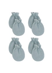 4 Pairs Baby Soft Cotton Gloves Anti-scratch Gloves Face Protection Gloves for Newborn Infants