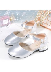 Girls paint leather shoes baby bright black leather shoes students period performance sandals shoes children princess show shoes