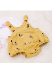 New Disney Newborn Romper Jumpsuit Mickey Mouse Sleeveless Boys Girls Infant Solid Button Casual Suspender Triangle Romper