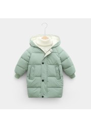 Toddlers Winter Cotton Padded Coat Long Warm Thicken Cotton Padded Long Jacket Toddler Kids Outerwear