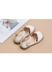 Girls Leather Sandals 2022 Children's Summer Sandals Buckles Hollow Single Shoes Princess Baby Girl Pupils Soft Sanda TQ - TJ882