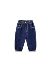 2022 Spring Children's Textured Navy Blue Denim Trousers Little Boy Wear 2-22