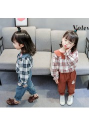 Baby Girls Clothes Sets Kids 2022 Fashion Infant Spring Autumn Sweet 2pcs Print Clothes Doll Collar Tops+Pants Baby Suits