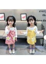 Baby Girls Clothes Sets Kids 2022 Fashion Infant Spring Autumn Sweet 2pcs Doll Outfits Collar Tops + Corduroy Skirt Baby Suits