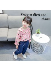 2022 Baby Girls Clothing Sets Infant Fashion Spring Autumn 2pcs Sweet Full Cherry Print Clothes+Pants Children Tracksuits