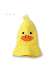 summer cartoon yellow duck baby girls boys bonnet caps adjustable beach accessories kids sun hat panama children hat casquette