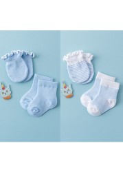 4 Pairs/Set Newborn Baby Socks Gloves Anti-scratch Breathable Gloves Stocking