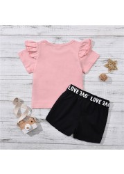 For 1-6 Years Girls Unicorn Outfit Clothes Summer Top Short Pants Kids Clothes 2pcs Baby Costume Children