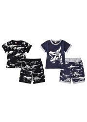 Etosale Children's Clothing 2pcs/set Cute Cartoon Boys Clothes Set Boys Dinosaur Short Sleeve Shorts Set Casaul Suit 1-6 Years