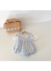 2022 Summer Retro Baby Girls Newborn Lace Lolita Clothes Cute Cotton One Piece Jumpsuits For Babies