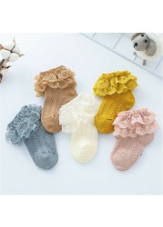 Kids Breathable Socks Cotton Lace Ruffle Princess Mesh Socks Children Ankle Short Sock Toddler Girls Kids Toddler