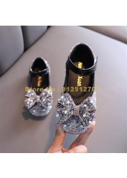 New Hot Sale Girls Bow Princess Sequins Rhinestone Children Dance Spring Autumn Flats Kids Shoes