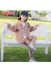 WKPK Spring Autumn Fashion Casual Girls Clothing Sets 4-18 New Kids Tracksuits Kids Comfortable Tracksuit Outdoor Family Tracksuit