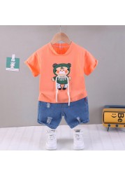 Summer Baby Boys Girls Cotton Clothes Cartoon Crop Tops 2pcs/set O-Neck Baby Clothes Set Toddler Tracksuit