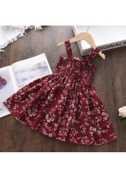 Girls Print Princess Dress Casual Boutique Clothes 2022 New Fashion Floral Vestidos Summer Sleeveless Children Clothes