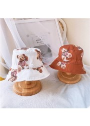 MILANCEL 2021 autumn new children's hats Korean cartoon bear fisherman hat children's thin