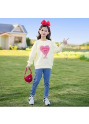 WKPK 4-18 years old girls clothes teenage new spring autumn kids suit comfortable outdoor sports children's casual clothes