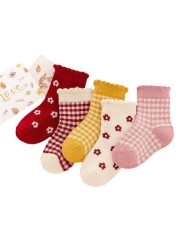 New 2021 5 Pairs Baby Socks Boys Girls Round Socks Fashion Comfortable Cotton Sock Baby Sock Clothes Gift Baby Socks