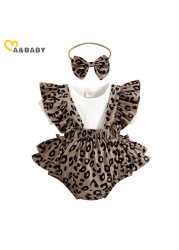 Ma&Baby 0-18M Newborn Infant Baby Girl Clothes Set Summer Knitted T-shirt Ruffle Leopard Shorts Overalls Outfits Costumes D01