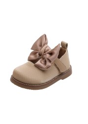 Spring Autumn Children Baby Bowknot Princess Leather Shoes For Kids Girls 2022 New