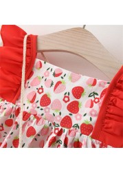 Summer Sleeveless Bowknot Dress Ruffles Floral Print Dress Bag Set Vacation Party Dress Toddler Infant Baby Girls Princess Dress