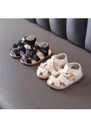 2022 Summer Baby Girl Shoes Cute Bow Cut-out Toddler Sandals Soft Bottom First Walkers Kids Beach Sandals