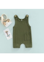 Ma & Baby 0-3Y Baby Boys Girls Jumpsuit Summer Sleeveless Romper Solid Color Baby Clothes Summer Costumes D01