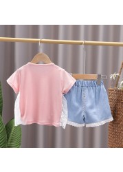 New summer baby clothes suit children girls fashion cute shirt shorts 2pcs/sets baby costume cotton casual kids sportswear