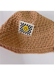 MILANCEL 2022 summer children smiley icon knitted hat sun protection bucket hat