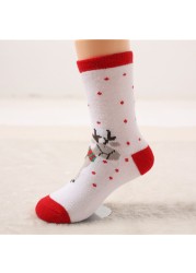 1 Pair Spring Winter Autumn Baby Girls Boys Kids Socks Children Striped Terry Snowflake Elk Santa Claus Christmas Bear