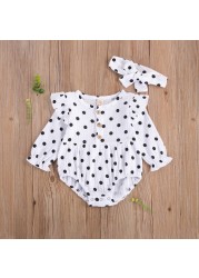 Ma & Baby- Baby Dotted Jumpsuit 0-24 Months Newborn Rompers Long Sleeve Cute Baby Clothes