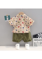 New Summer Baby Boys Clothes Suit Children Fashion Print T-shirt + Pants 2 Pieces/Set Toddler Casual Uniforms Infant Kids Tracksuits